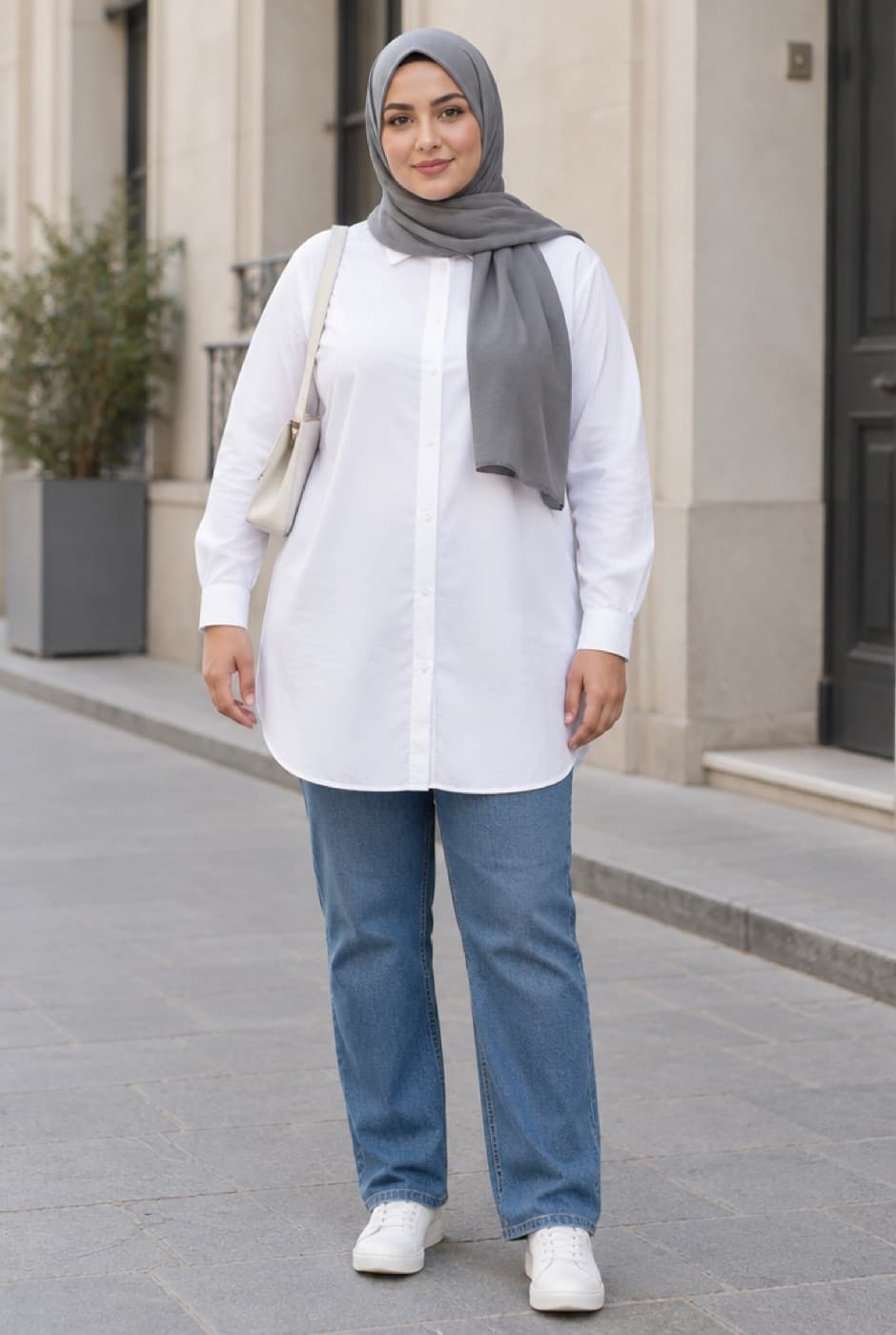 Essential White Long Shirt — alternate view