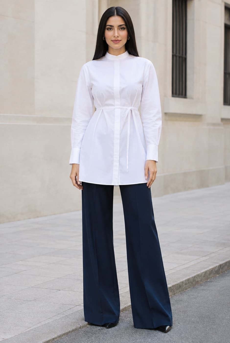 Long Tie-Waist Shirt