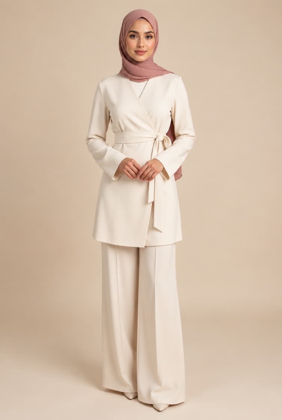 Long Wrap Blouse